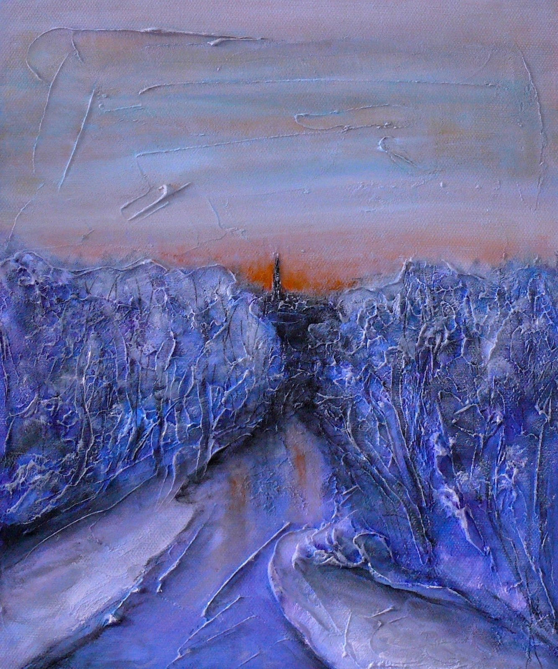 A Frozen River Kelvin Glasgow Painting Fine Art Prints | An Artwork from Scotland by Scottish Artist Hunter