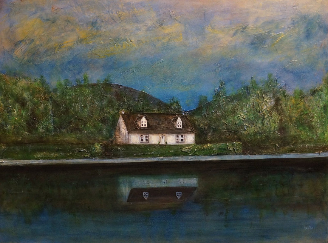 A Loch Lomond Cottage Painting Fine Art Prints | An Artwork from Scotland by Scottish Artist Hunter
