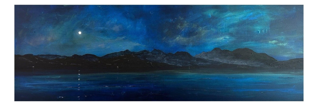 Arran Prussian Twilight Scotland Panoramic Fine Art Prints | An Artwork from Scotland by Scottish Artist Hunter
