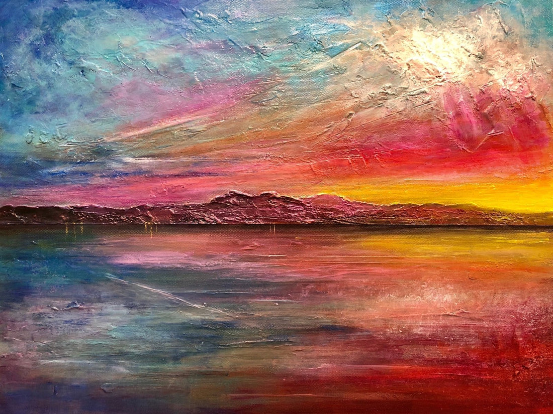 Arran Sunset ii Painting Fine Art Prints | An Artwork from Scotland by Scottish Artist Hunter