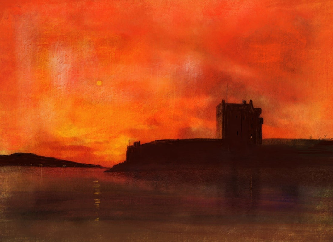 Broughty Castle Sunset Painting Fine Art Prints | An Artwork from Scotland by Scottish Artist Hunter