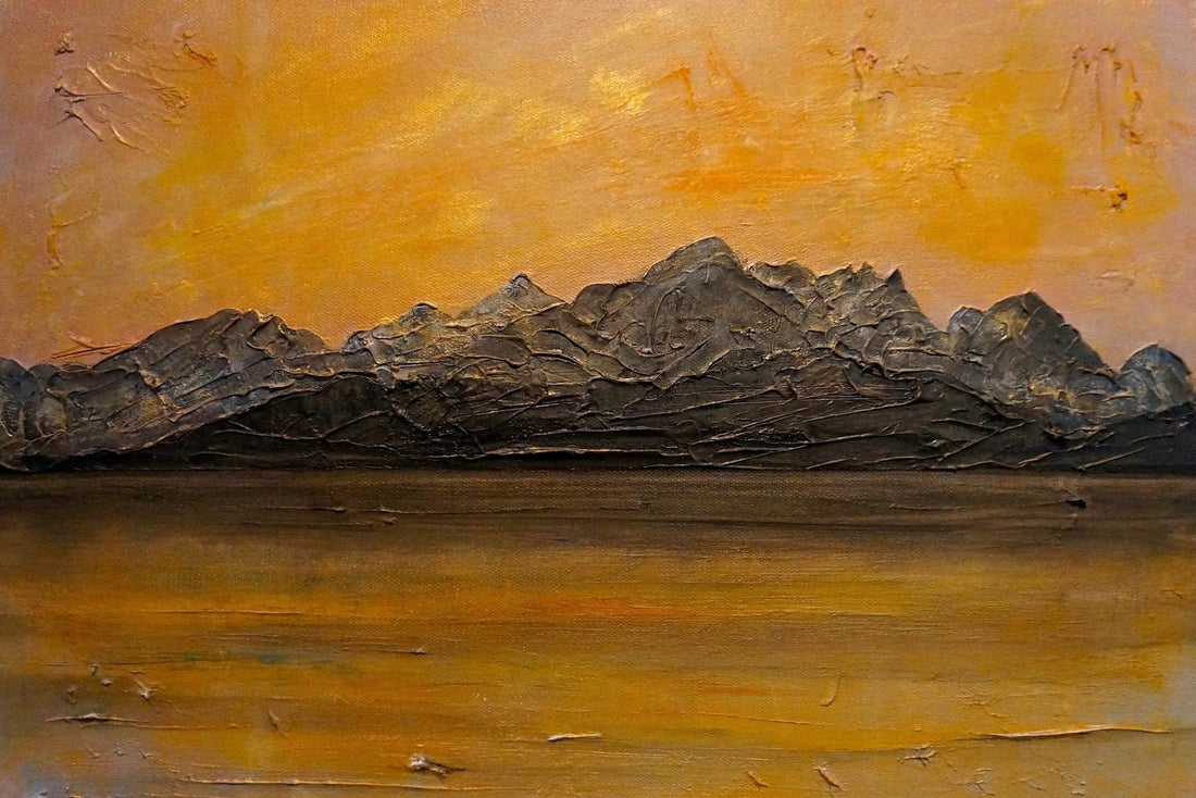 Cuillin Sunset Skye Painting Fine Art Prints | An Artwork from Scotland by Scottish Artist Hunter