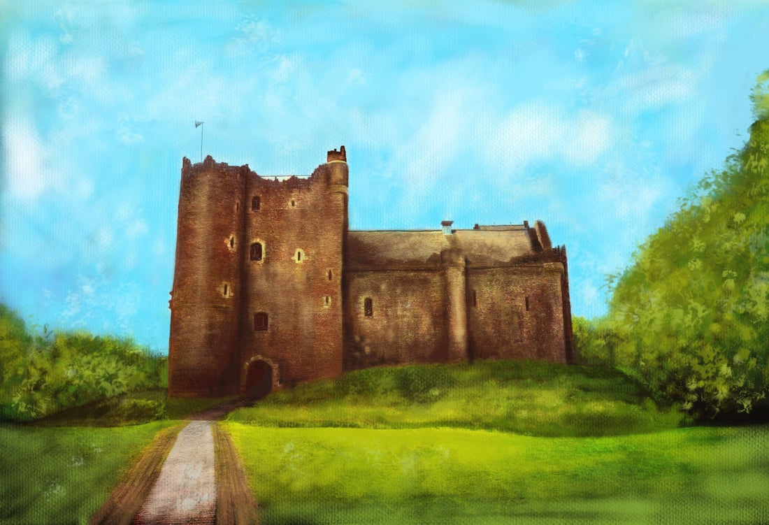 Doune Castle Painting Fine Art Prints | An Artwork from Scotland by Scottish Artist Hunter
