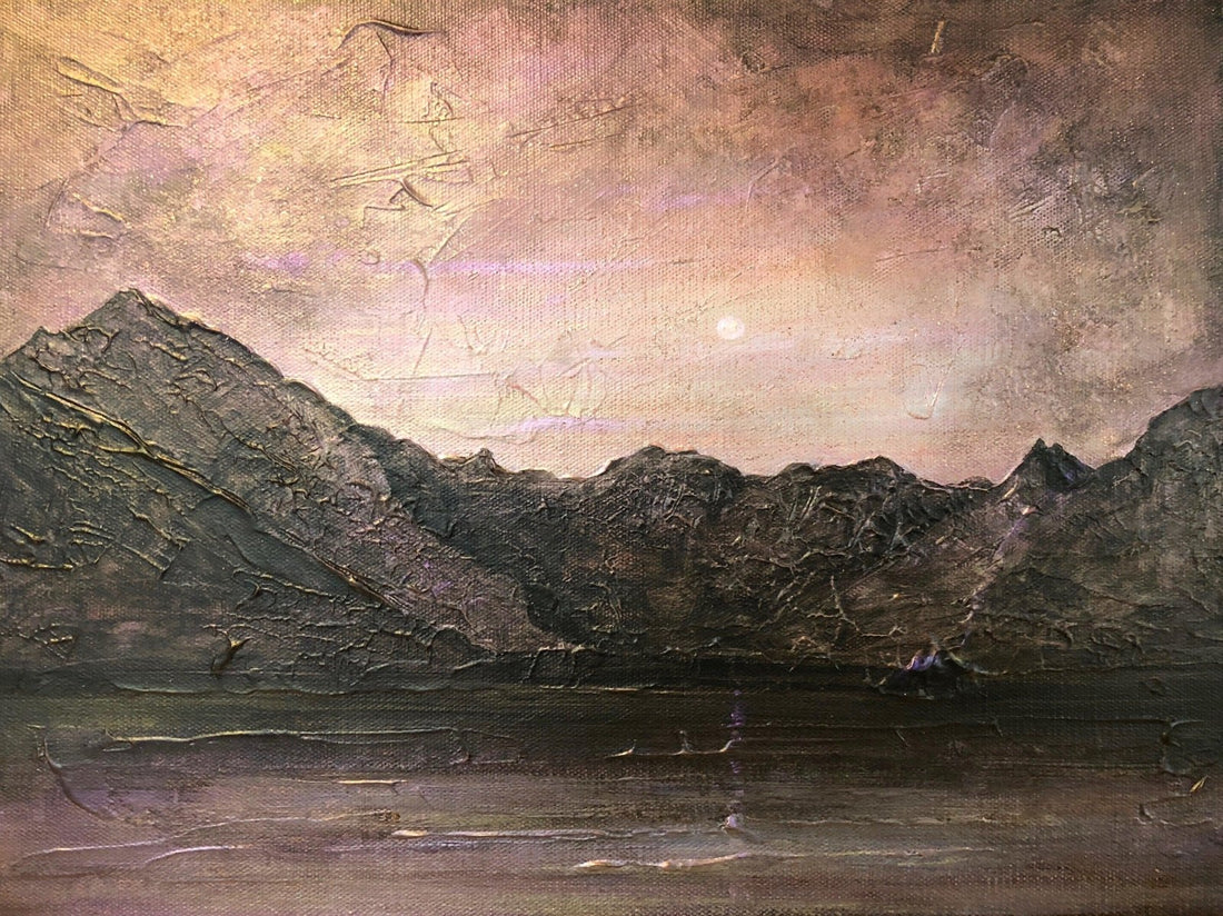 Dubh Ridge Moonlight Skye Skye Painting Fine Art Prints | An Artwork from Scotland by Scottish Artist Hunter