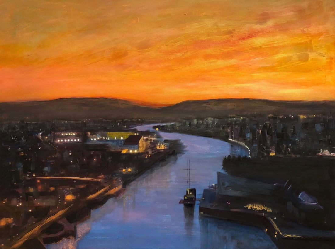 Glasgow Harbour Looking West Painting Fine Art Prints | An Artwork from Scotland by Scottish Artist Hunter