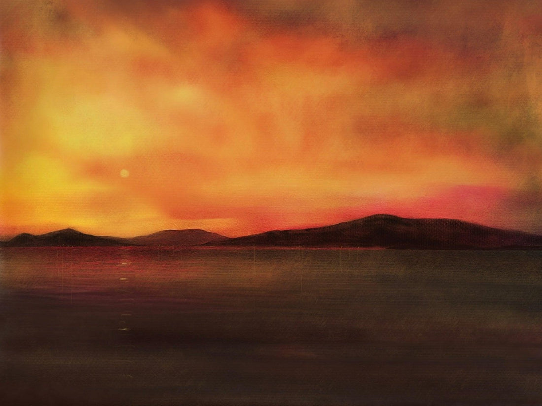 Harris Sunset Painting Fine Art Prints | An Artwork from Scotland by Scottish Artist Hunter