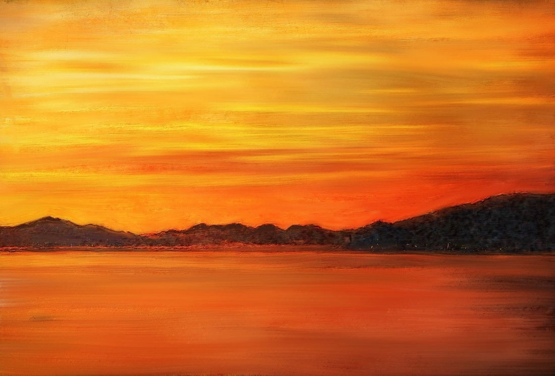 Loch Fyne Sunset Painting Fine Art Prints | An Artwork from Scotland by Scottish Artist Hunter