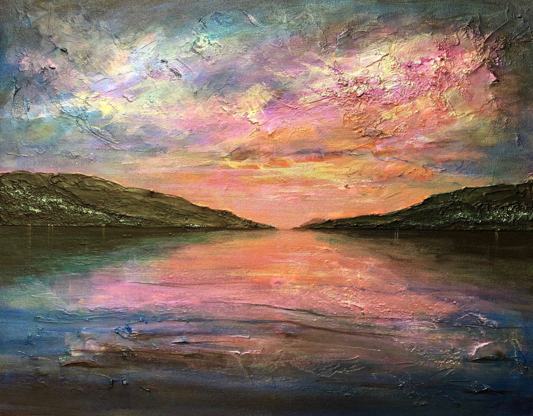 Loch Ness Dawn Painting Fine Art Prints | An Artwork from Scotland by Scottish Artist Hunter