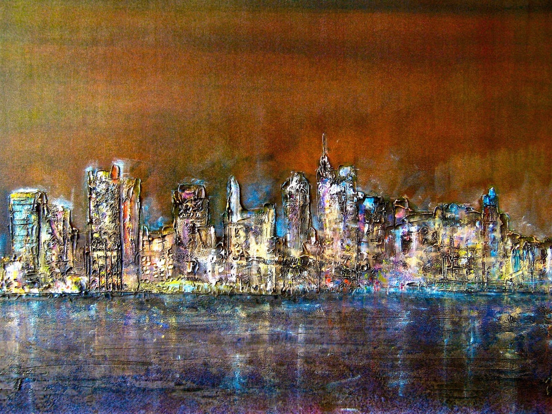Manhattan Nights Painting Fine Art Prints | An Artwork from Scotland by Scottish Artist Hunter