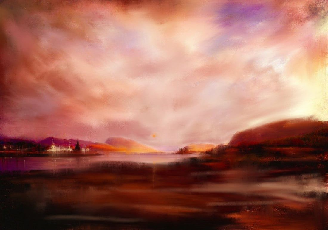 Plockton Sunset Painting Fine Art Prints | An Artwork from Scotland by Scottish Artist Hunter