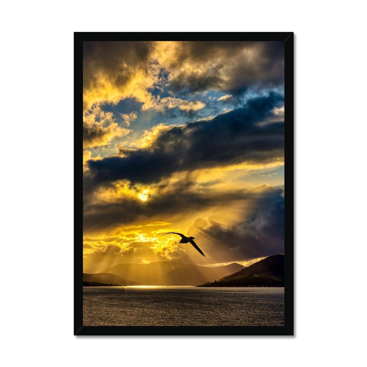Seagull Soars During A River Clyde Sunset | Scottish Landscape Photography | Framed Print