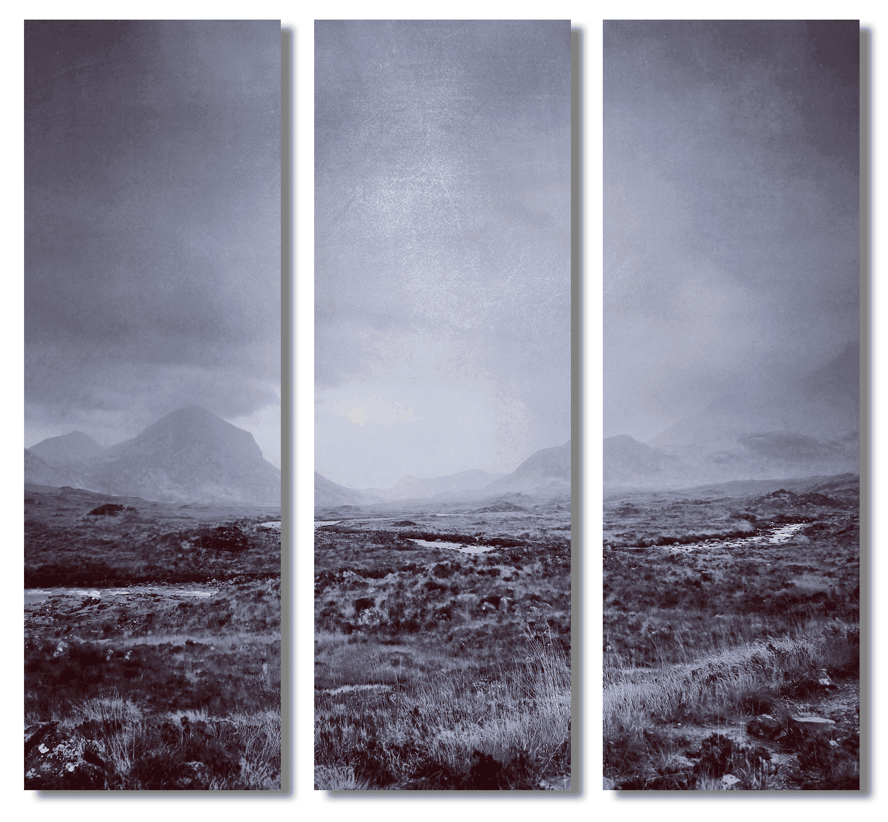 The Brooding Cuillin Skye Painting Signed Fine Art Triptych Canvas