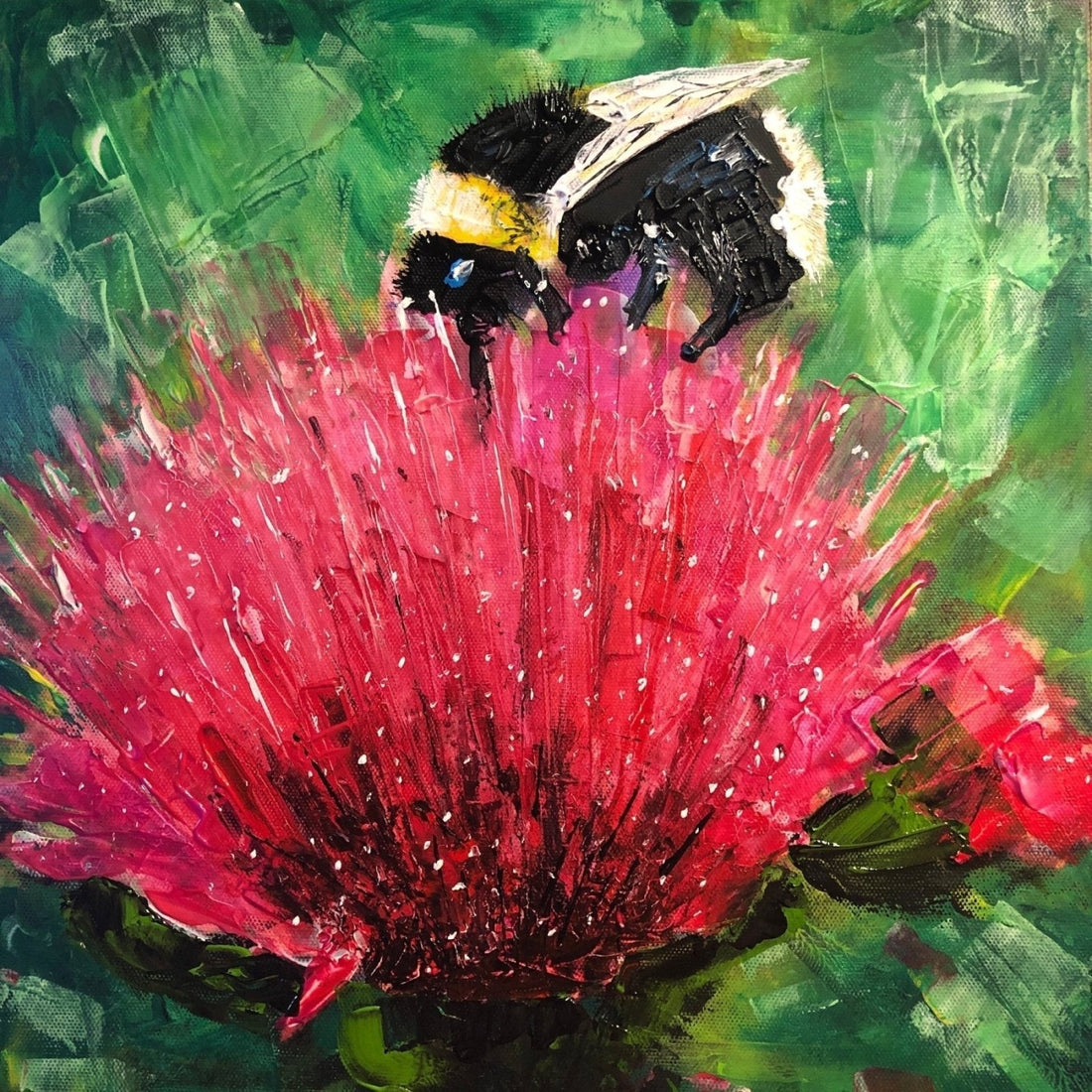 The Thistle And The Bee Painting Fine Art Prints | An Artwork from Scotland by Scottish Artist Hunter